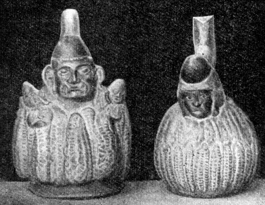 Рис. 1. Сосуды с изображением кукурузных початков, найденные в Перуанских могильниках