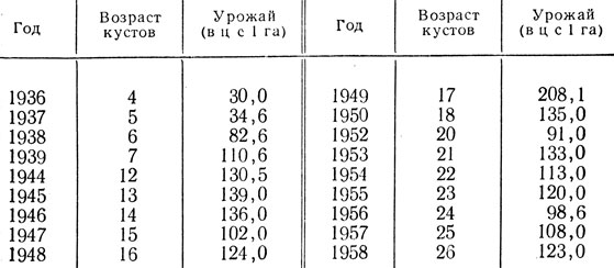 Таблица 9. Средний урожай крыжовника по годам